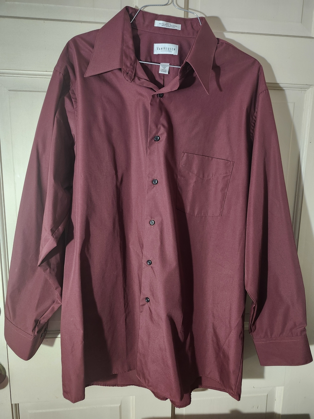Van Heusen Men's Burgundy Long-Sleeve Dress Shirt